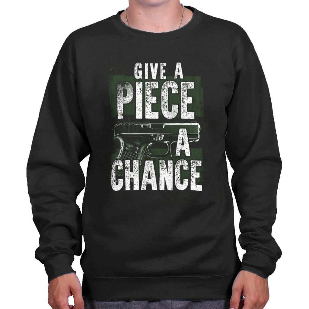 Black|Give Piece a Chance Crewneck Sweatshirt|Tactical Tees