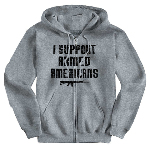 SportGrey|Support Armed Americans Zip Hoodie|Tactical Tees