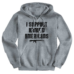 SportGrey1|Support Armed Americans Zip Hoodie|Tactical Tees