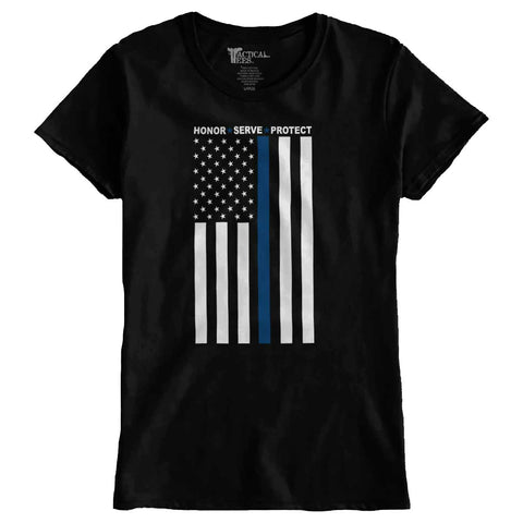 Black|Blue Lives Matter Vertical Ladies T-Shirt|Tactical Tees
