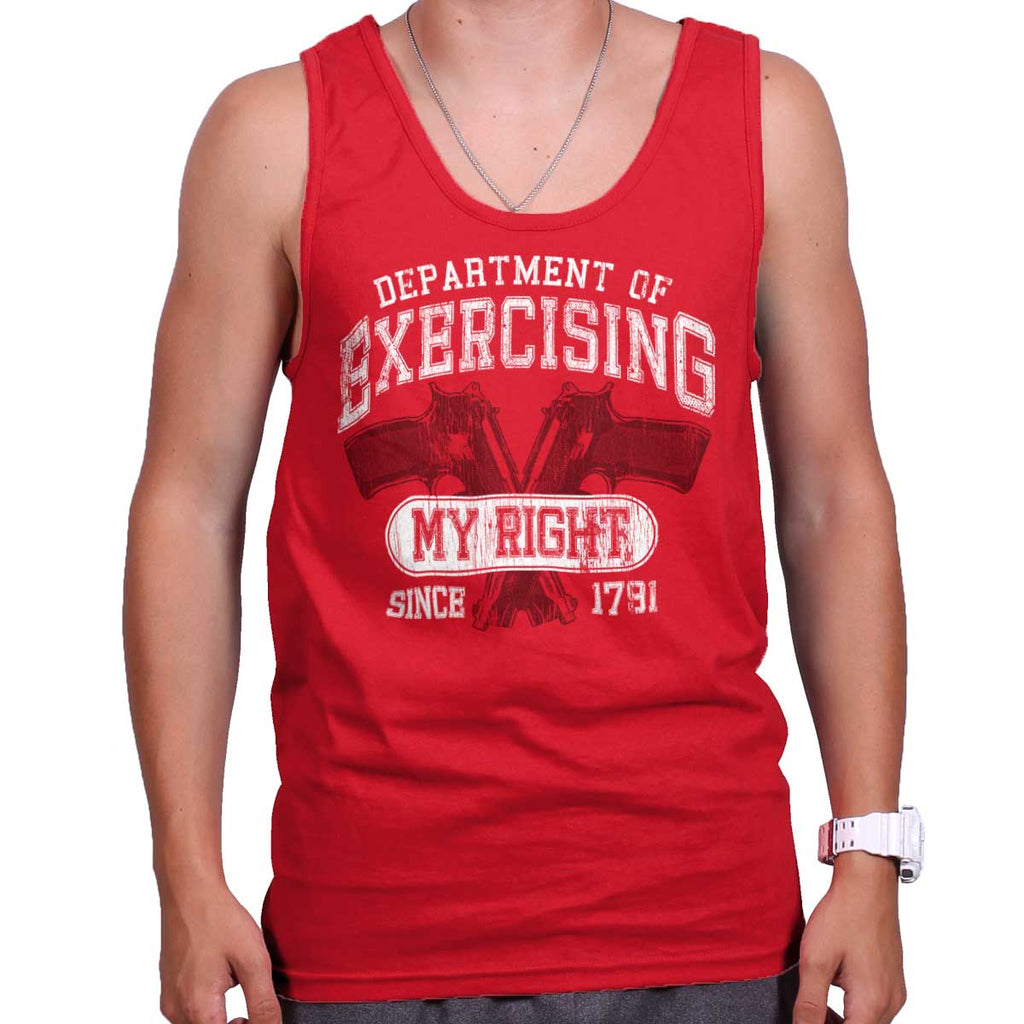 Red|DepartMalet of Exercising My Right Tank Top|Tactical Tees