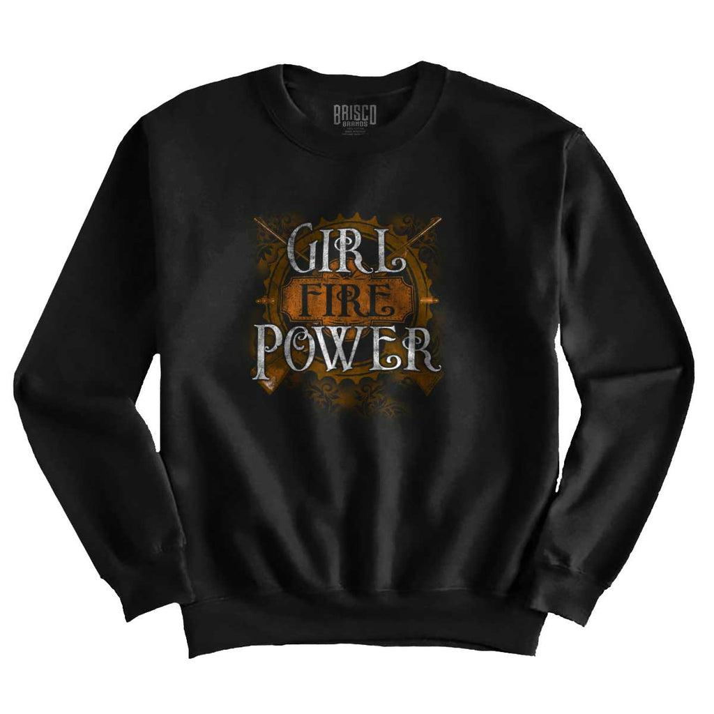 Black1|Girl Fire Power Crewneck Sweatshirt|Tactical Tees