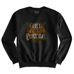 Black1|Girl Fire Power Crewneck Sweatshirt|Tactical Tees