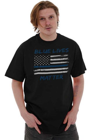 Male_Black1|Blue Lives Matter Horizontal T-Shirt|Tactical Tees