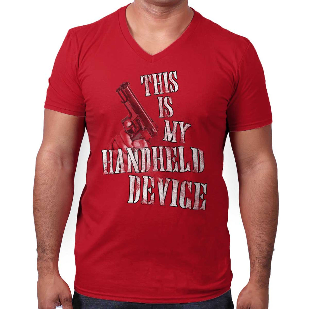 CherryRed|Handheld Device V-Neck T-Shirt|Tactical Tees