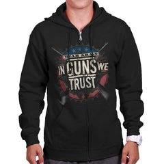 Black|In Guns We Trust Zip Hoodie|Tactical Tees