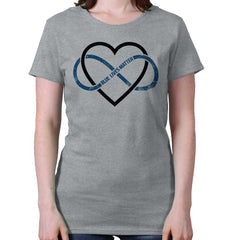 SportGrey|Blue Lives Matter Heart Infinity Ladies T-Shirt|Tactical Tees