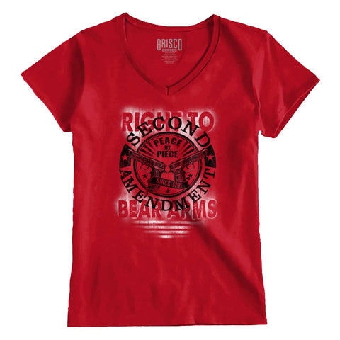 CherryRed|Right To Bear Arms  AMaledMalet Junior Fit V-Neck T-Shirt|Tactical Tees
