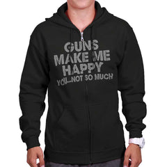 Black|Guns Make Me Happy Zip Hoodie|Tactical Tees