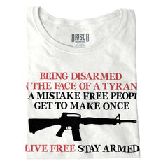 White|Live Free Stay Armed Ladies T-Shirt|Tactical Tees