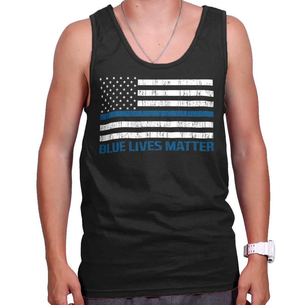Black|Blue Lives Matter Flag Tank Top|Tactical Tees