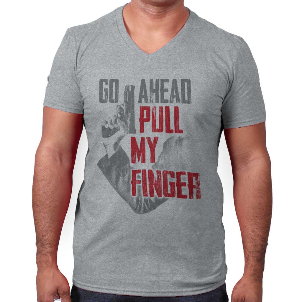SportGrey|Go Ahead Pull My Finger V-Neck T-Shirt|Tactical Tees
