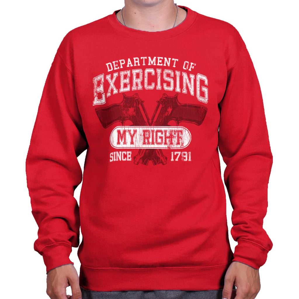 Red|DepartMalet of Exercising My Right Crewneck Sweatshirt|Tactical Tees