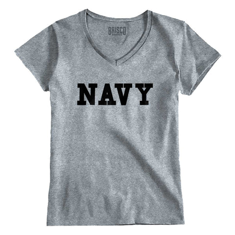 SportGrey|Navy Logo Junior Fitted V-Neck T-Shirt|Tactical Tees