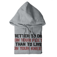 SportGrey|Die on Your Feet Zip Hoodie|Tactical Tees