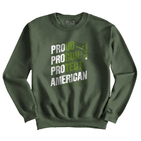 MilitaryGreen|Pro American Crewneck Sweatshirt|Tactical Tees