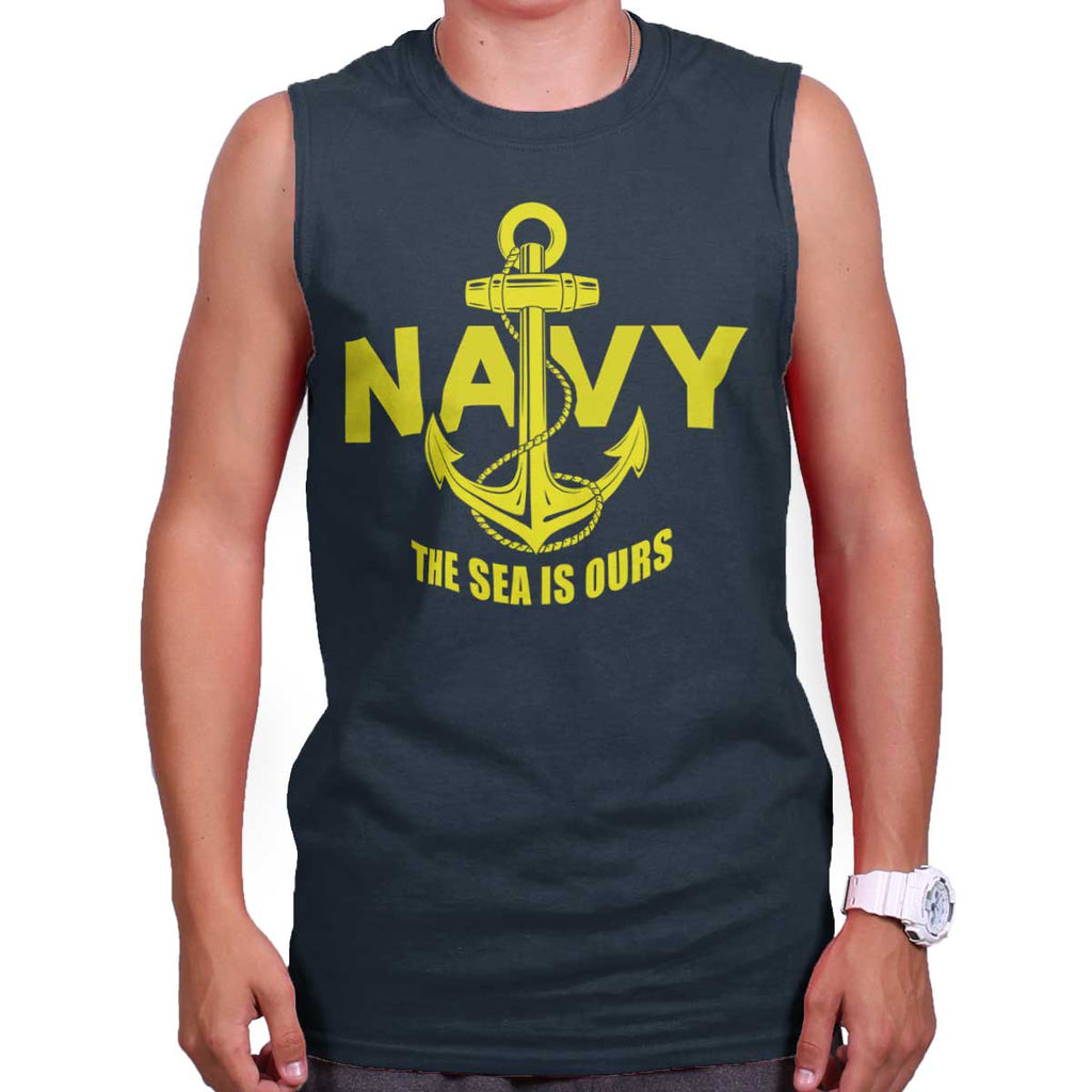 Navy|Sea is Ours Sleeveless T-Shirt|Tactical Tees