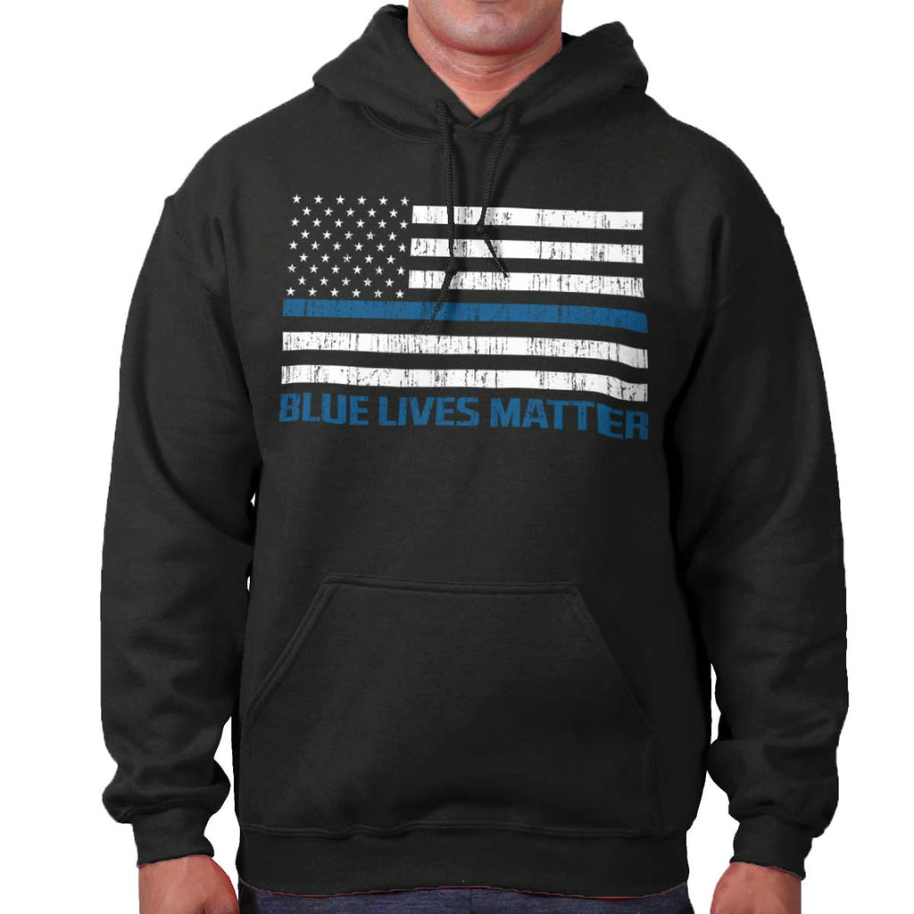 Black|Blue Lives Matter Flag Hoodie|Tactical Tees