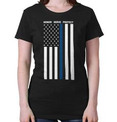 Black|Blue Lives Matter Vertical Ladies T-Shirt|Tactical Tees