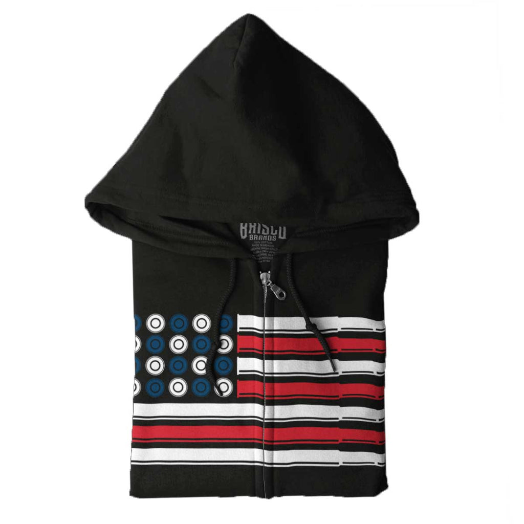 Black|Bullet Flag Zip Hoodie|Tactical Tees