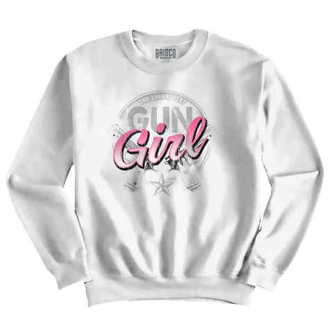 White|Gun Girl Crewneck Sweatshirt|Tactical Tees