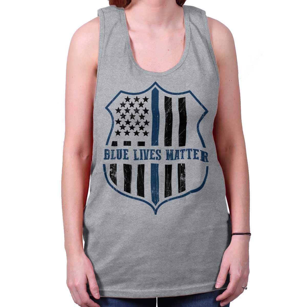 SportGrey|Blue Lives Matter Flag Tank Top|Tactical Tees