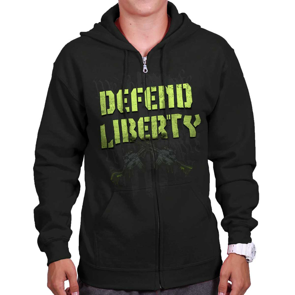 Black|Defend Liberty Zip Hoodie|Tactical Tees