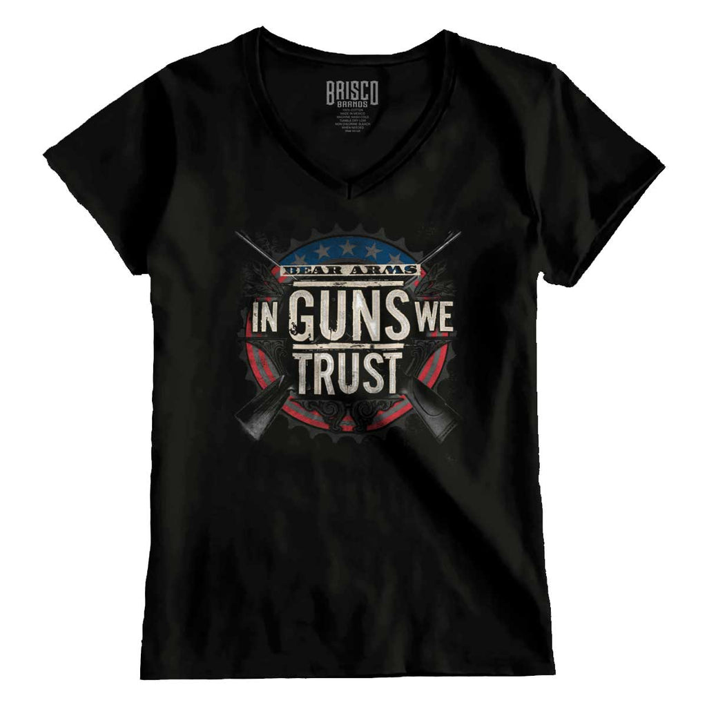 Black1|In Guns We Trust Junior Fit V-Neck T-Shirt|Tactical Tees