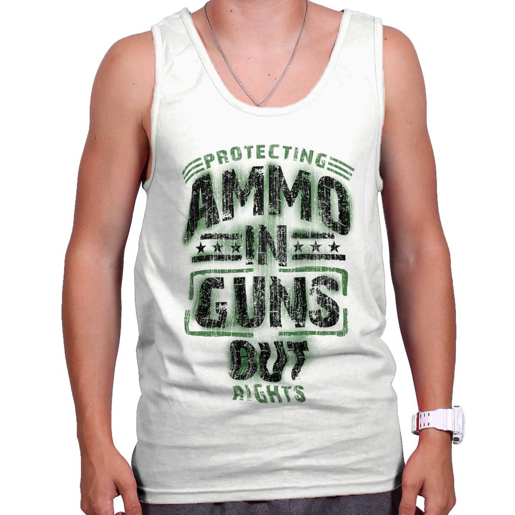 White|Ammo In Guns Out Protecting Rights Tank Top|Tactical Tees