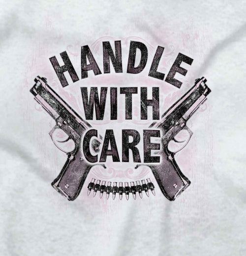 White2|Handle With Care Junior Fit V-Neck T-Shirt|Tactical Tees
