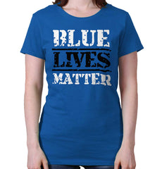 Royal|Blue Lives Matter Bold Ladies T-Shirt|Tactical Tees