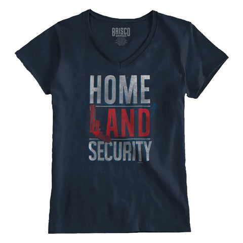 Navy2|Homeland Security Junior Fit V-Neck T-Shirt|Tactical Tees