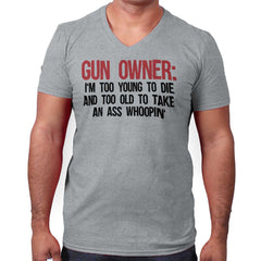 SportGrey|Gun Owner Too Young V-Neck T-Shirt|Tactical Tees
