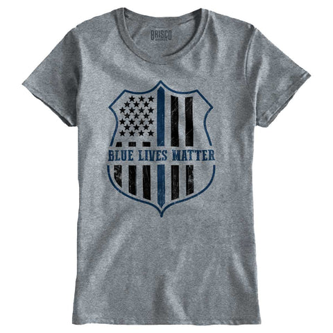 SportGrey|Blue Lives Matter Flag Ladies T-Shirt|Tactical Tees