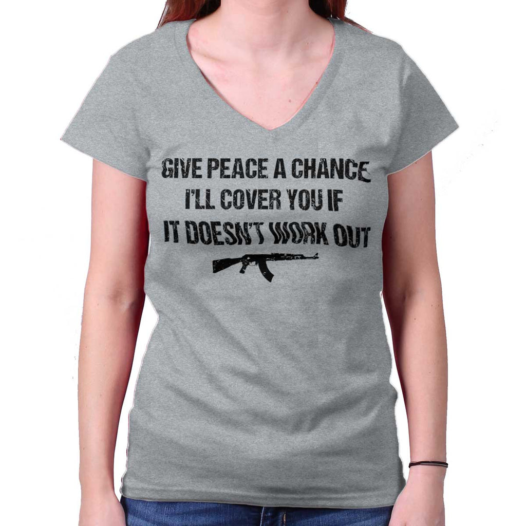 SportGrey|Peace a Chance Junior Fit V-Neck T-Shirt|Tactical Tees