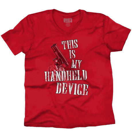 CherryRed|Handheld Device V-Neck T-Shirt|Tactical Tees