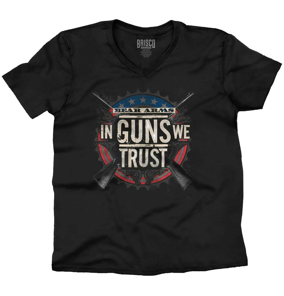 Black1|In Guns We Trust V-Neck T-Shirt|Tactical Tees