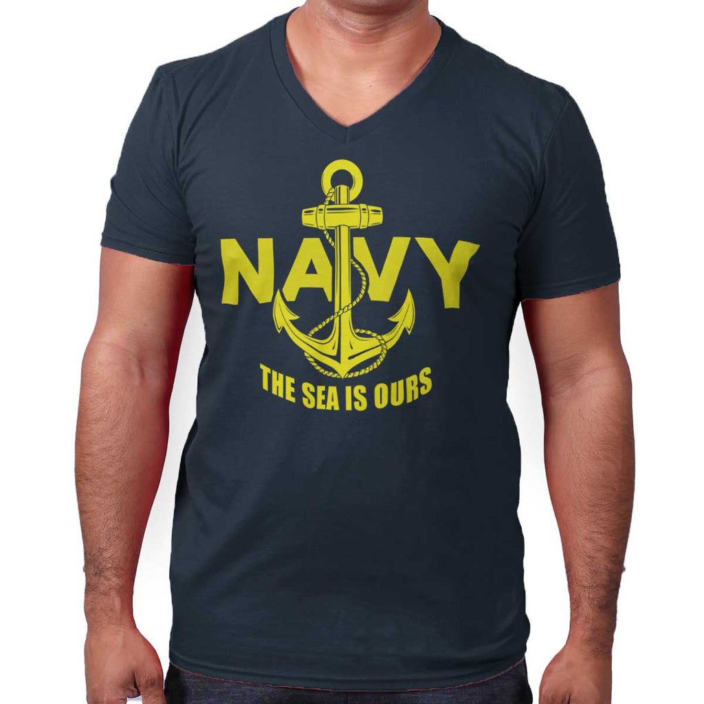 Navy|Sea is Ours V-Neck T-Shirt|Tactical Tees