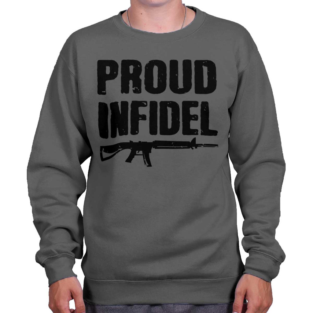 Charcoal|Proud Infidel Crewneck Sweatshirt|Tactical Tees