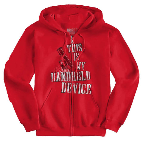 Red|Handheld Device Zip Hoodie|Tactical Tees