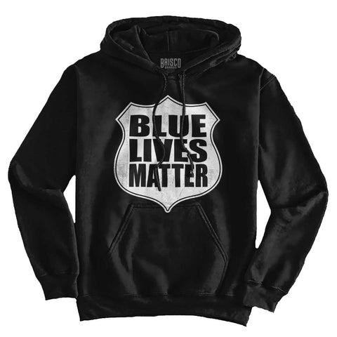 Black|Blue Lives Matter Shield Hoodie|Tactical Tees