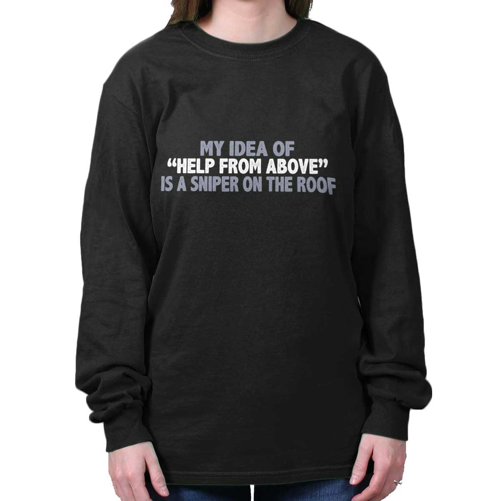 Black|Help From Above Long Sleeve T-Shirt|Tactical Tees