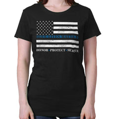 Black|Blue Lives Matter Honor Ladies T-Shirt|Tactical Tees