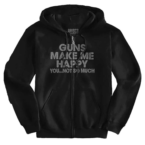Black|Guns Make Me Happy Zip Hoodie|Tactical Tees